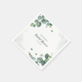 Serviette En Papier Douce Eau Mariage Eucalyptus Script Aquarelle (Coin)