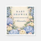 Serviette En Papier Douce Élégance de Bébé Shower Hydrangea Bleu (Devant)