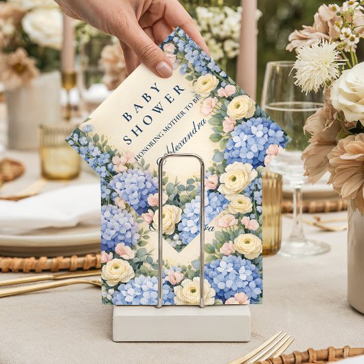Serviette En Papier Douce Élégance de Bébé Shower Hydrangea Bleu