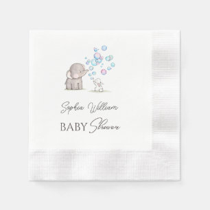 Serviette En Papier Douce Éléphant & Lapin à l'aquarelle pour Baby Sho