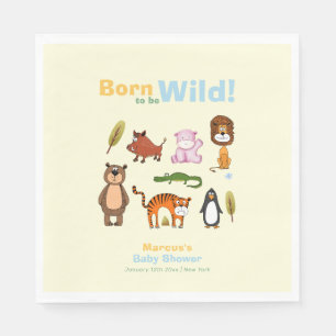 Serviette En Papier Douce et Colorée Né Pour Être Sauvage Safari Baby