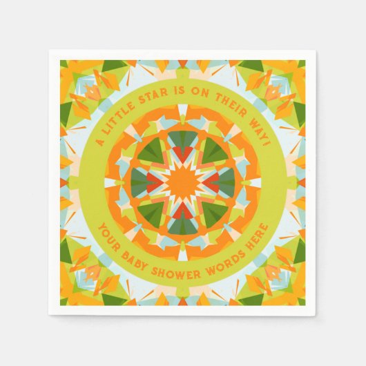 Serviette En Papier Douce Fête de Bébé Étoile Verte Orange Clair (Devant)