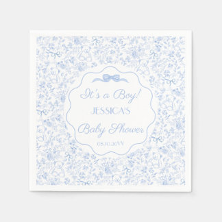 Serviette En Papier Douce Fête de Bébé Ours en Peluche Fleur Bleu Pous