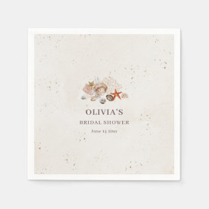 Serviette En Papier Douce Fête de Fiançailles Bohème de Plage Coquilla