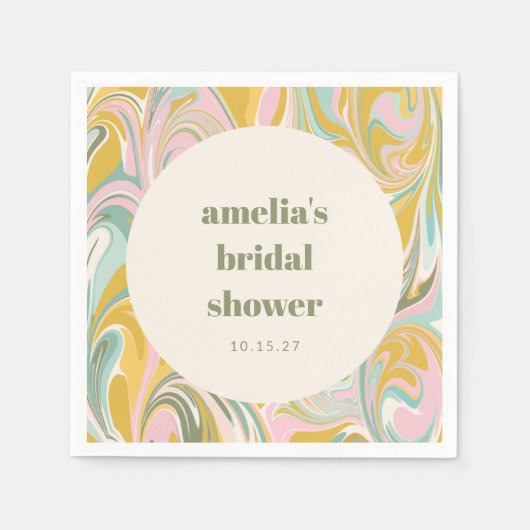 Serviette En Papier Douce Fête de Mariage Abstraite Personnalisée Jaun (Devant)