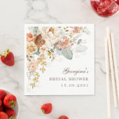 Serviette En Papier Douce Fête de Mariage Bohème en Terre Cuite Floral (En situation)