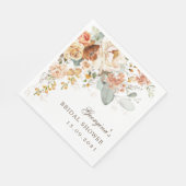 Serviette En Papier Douce Fête de Mariage Bohème en Terre Cuite Floral (Coin)