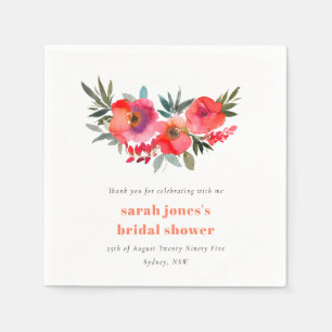 Serviette En Papier Douce Fête de Mariage Bohème Rose Orange Florale