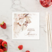 Serviette En Papier Douce Fête de Mariage Fleurs de Pampas Pastel (En situation)