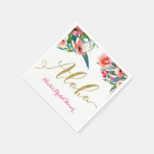Serviette En Papier Douce Fête de Mariage Florale Tropicale Aloha Pers (Coin)
