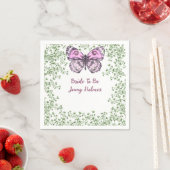 Serviette En Papier Douce Fête de Mariage Papillon Rose Verdure (En situation)