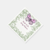 Serviette En Papier Douce Fête de Mariage Papillon Rose Verdure (Coin)