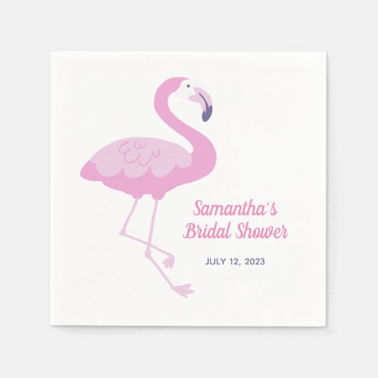 Serviette En Papier Douce Fête de Mariage Tropicale Flamant Rose (Devant)