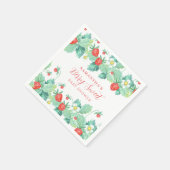 Serviette En Papier Douce Fête de Naissance aux Fraises (Coin)