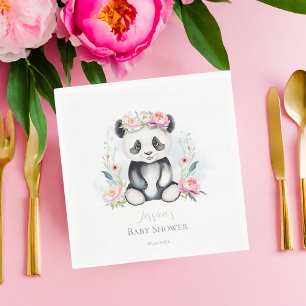 Serviette En Papier Douce Fête de Naissance de Bébé Panda au milieu de