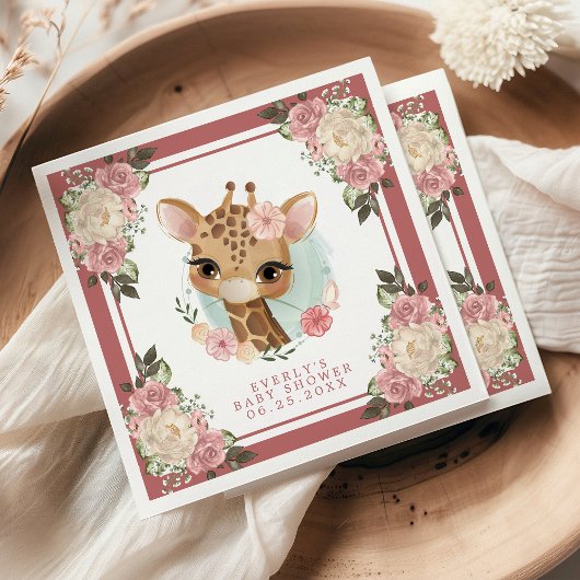 Serviette En Papier Douce Fête de Naissance de Fille à l'Aquarelle de