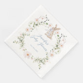 Serviette En Papier Douce Fête de Naissance de Lapin de Prairie & Fleu (Coin)