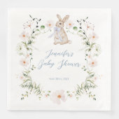Serviette En Papier Douce Fête de Naissance de Lapin de Prairie & Fleu (Devant)