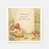 Serviette En Papier Douce Fête de Naissance de Petits Poulets de Ferme (Devant)
