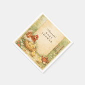 Serviette En Papier Douce Fête de Naissance de Petits Poulets de Ferme (Coin)