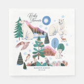 Serviette En Papier Douce Fête de Naissance d'Hiver d'Ours Polaire (Devant)