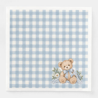 Serviette En Papier Douce Fête de Naissance Ours en Vichy