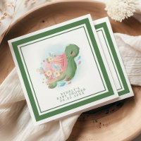 Douce Fête de Naissance Tortue Marine Florale Vert