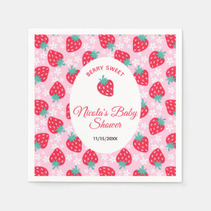 Serviette En Papier Douce Fête Rose Bébé Fille Baby Shower aux Fraises