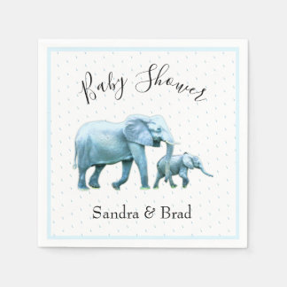 Serviette En Papier Douce Fille Garçon éléphants bleus Baby Shower