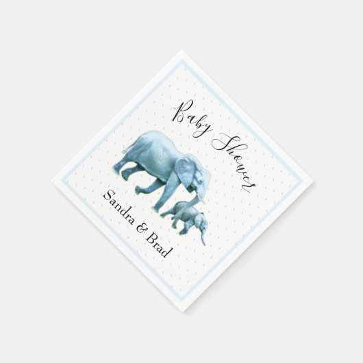 Serviette En Papier Douce Fille Garçon éléphants bleus Baby Shower (Coin)