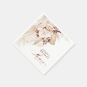 Serviette En Papier Douce Florale Pâle Pampas Herbeux Lavage de Mariée (Coin)