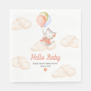 Serviette En Papier Douce flottante Whimsical Custom Kitten Baby Girl