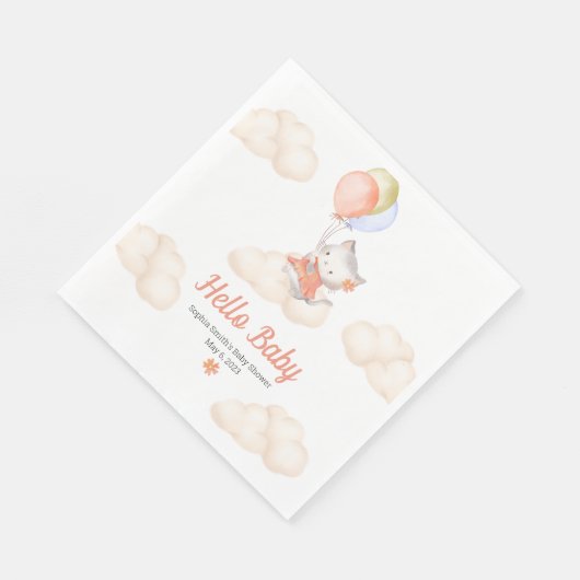 Serviette En Papier Douce flottante Whimsical Custom Kitten Baby Girl (Coin)