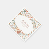 Serviette En Papier Douce Folie Fleurie Orange Bohème pour une Mariée (Coin)