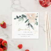 SERVIETTE EN PAPIER DOUCE GERBE FLEURIE ROSE PÂLE LANCEMENT MARIAGE À  (En situation)
