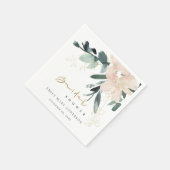 SERVIETTE EN PAPIER DOUCE GERBE FLEURIE ROSE PÂLE LANCEMENT MARIAGE À  (Coin)