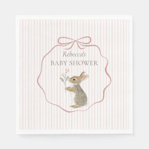 Serviette En Papier Douce Lapin de la Forêt Aquarelle Fille Baby Showe