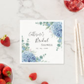 Serviette En Papier Douce Mariage Floral Fleurs d'Hydrange Bleu (En situation)