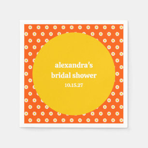 Serviette En Papier Douce Mariage Vintage Orange Fleurs de Marguerites
