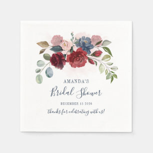 Serviette En Papier Douce Mariée Burgundy Fleurs Rustiques Personnalis