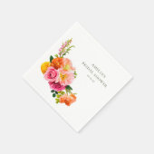 Serviette En Papier Douce Mariée Fleurs de Coquelicots Roses Vibrants (Coin)