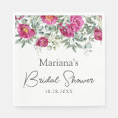 Serviette En Papier Douce Mariée Fleurs Vertes Roses (Devant)