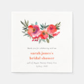 Serviette En Papier Douce Mariée Florale Rose Orange Bohème Brillante (Devant)