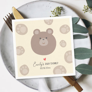 Serviette En Papier Douce Ourson Marron Mignon Garçon Baby Shower
