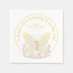 Serviette En Papier Douce Papillon Jaune Baby Shower Marshmallow