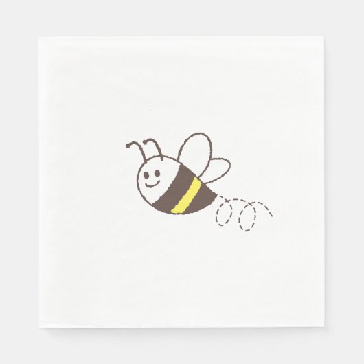 Serviette En Papier Douce Petite Abeille Volant Fête Bébé Blanc (Devant)