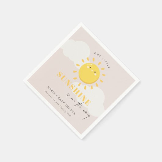 Serviette En Papier Douce petite fille ensoleillée Baby Shower (Coin)