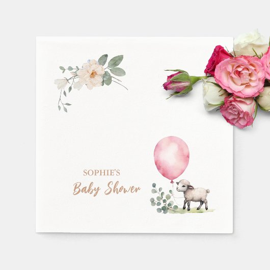 Serviette En Papier Douce Petite Lampe Rose Floral