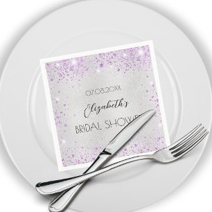 Serviette En Papier Douce pluie d'argent et de lavande scintillante po