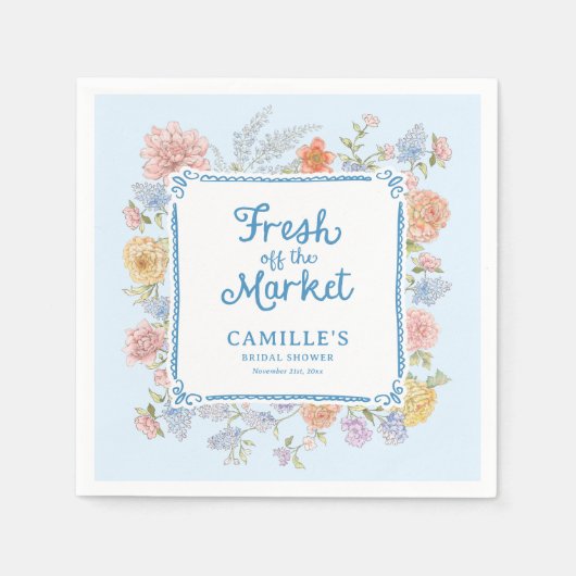 Serviette En Papier Douce Réception de Mariage Bleu Frais du Marché (Devant)